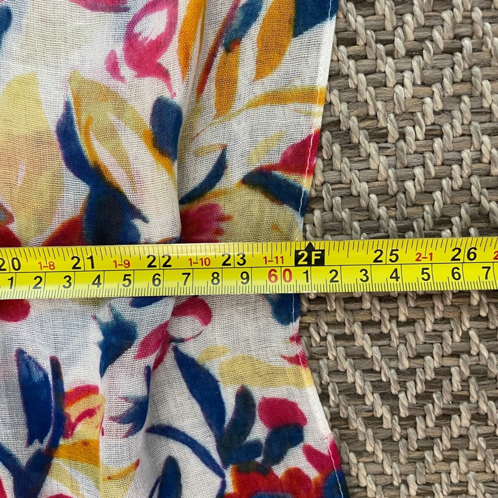Lands' End Scarf Women OS White Multi Floral Lightweight Fringe Gauze Scarf - Picture 5 of 7